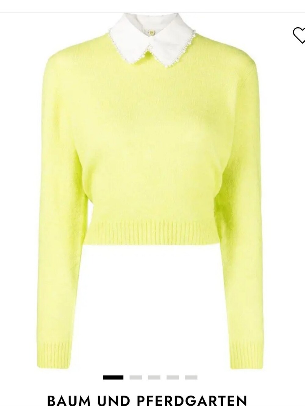 BAUM UND PFERDGARTEN LIME GREEN CABREENA DETACHABLE-COLLAR KNIT  SWEATER SMALL